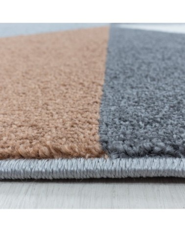 Tapis géométrique à poils ras camel 80x150cm