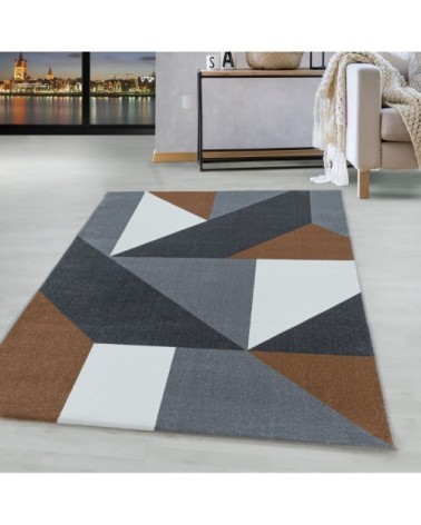Tapis géométrique à poils ras camel 160x230cm