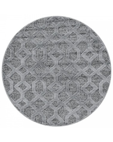 Tapis bohème rond à relief gris 200x200cm