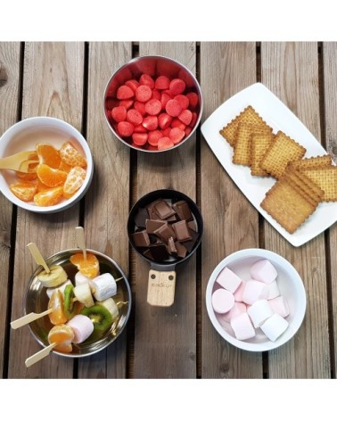 Coffret cadeau fondue au chocolat pour 2 ou 3 acier noir