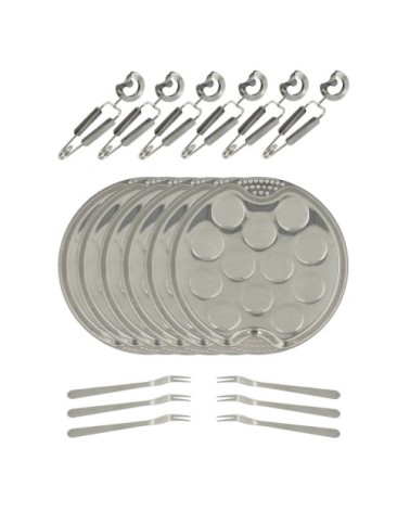 Service à escargots 18 pièces en acier inoxydable