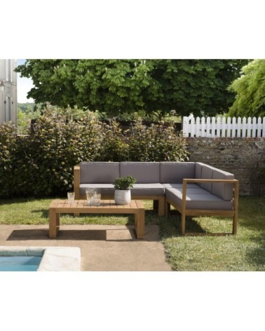 Salon de jardin en teck et tissu 5 personnes