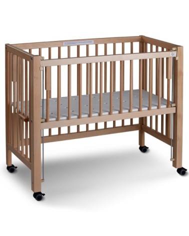 Lit bébé à barreaux cododo en hêtre massif naturel 40x90 cm