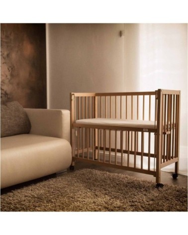 Lit bébé à barreaux cododo en hêtre massif naturel 40x90 cm