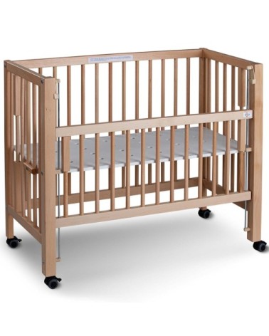 Lit bébé à barreaux cododo en hêtre massif naturel 40x90 cm