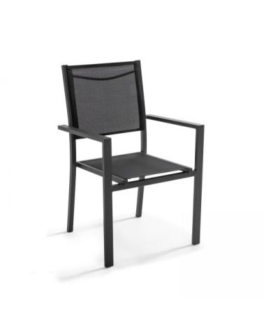 Lot de 2 fauteuils de jardin en aluminium et textilène noir