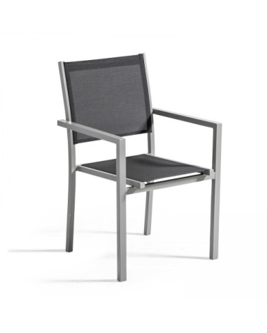 Lot de 2 fauteuils de jardin en aluminium et textilène gris