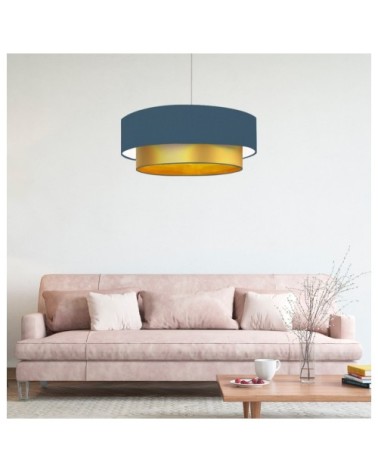 Suspension Double laqué or et bleu gris T 60 x H 30