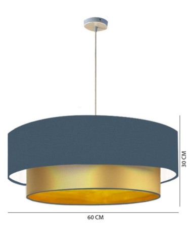 Suspension Double laqué or et bleu gris T 60 x H 30
