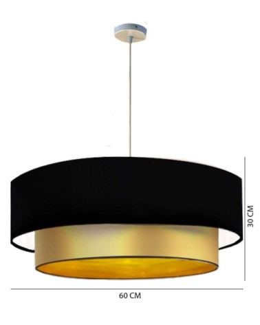 Suspension Double laqué or et noir T 60 x H 30