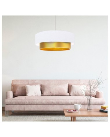 Suspension Double laqué or et blanc T 60 x H 30