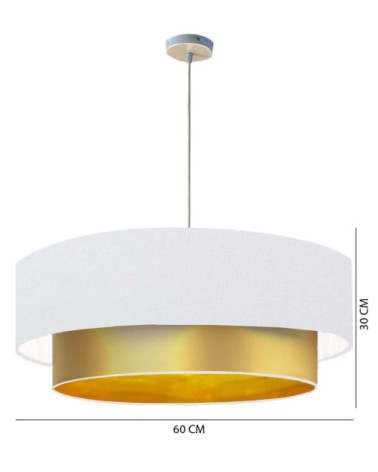 Suspension Double laqué or et blanc T 60 x H 30