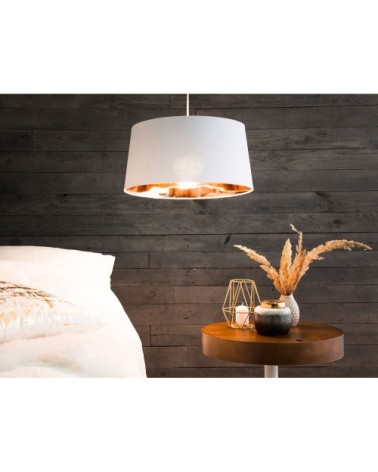 Lampe suspension blanche et cuivrée