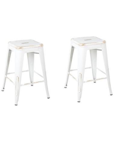 Lot de 2 tabourets de bar blancs dorés de 60 cm