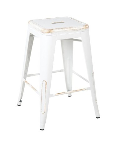 Lot de 2 tabourets de bar blancs dorés de 60 cm