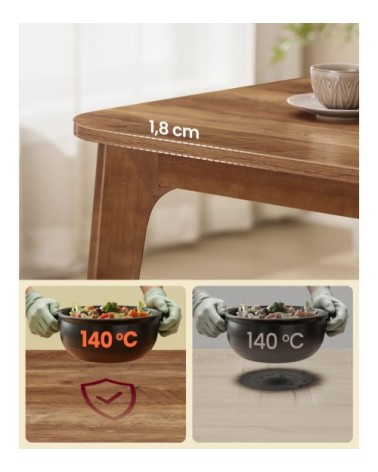Table de salle à manger plateau extensible design épuré marron miel