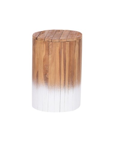 Table de chevet en bois clair et blanc