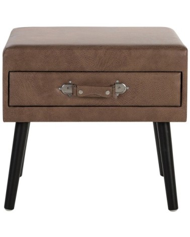 Table de chevet en cuir PU marron