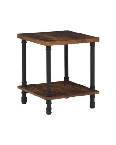 Table de chevet effet bois foncé et noire