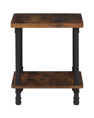 Table de chevet effet bois foncé et noire