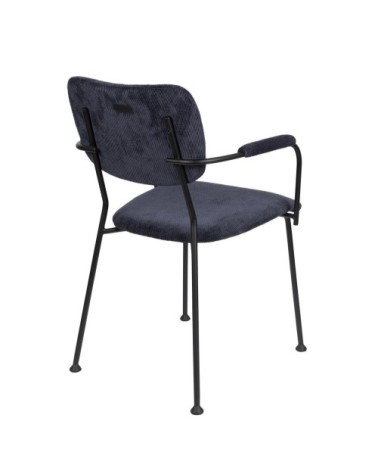 Chaise accoudoirs velours bleu