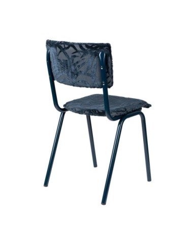 Chaise velours brodé bleu