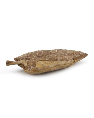 Boîte en bois de teck beige blanchi