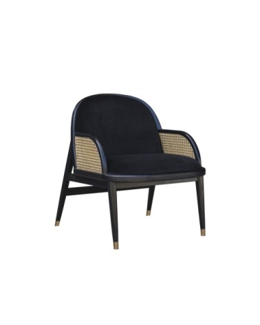 Fauteuil cannage et velours