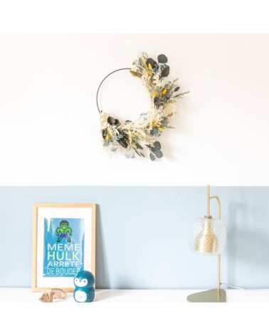 Couronne murale de fleurs séchées Herbert Diamètre 50cm