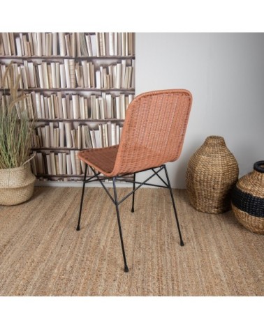 Lot de 4 chaises en rotin terracotta