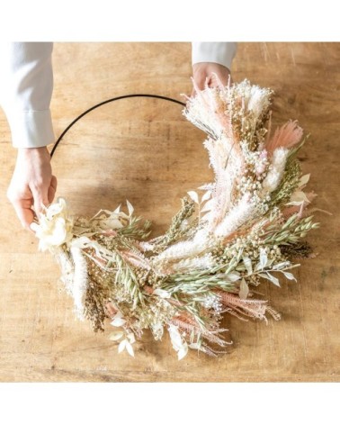 Couronne murale de fleurs séchées Heidi Diamètre 30cm