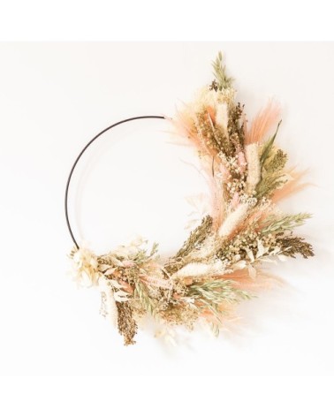 Couronne murale de fleurs séchées Heidi Diamètre 30cm