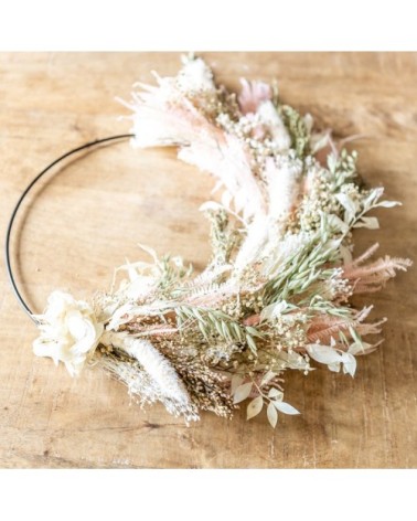 Couronne murale de fleurs séchées Heidi Diamètre 20cm