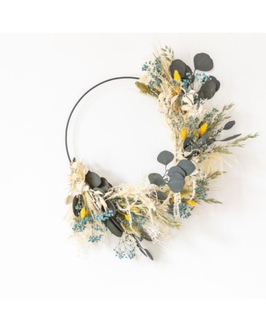 Couronne murale de fleurs séchées Herbert Diamètre 20cm