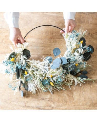 Couronne murale de fleurs séchées Herbert Diamètre 20cm