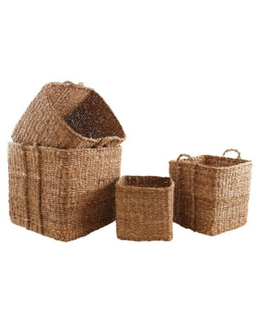 Cache-pots carrés en jonc de mer naturel (lot de 4)