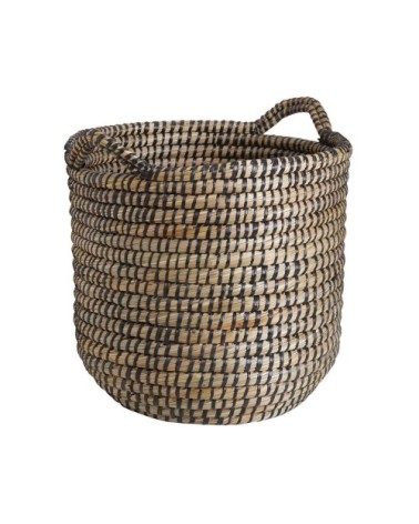 Cache-pots ronds en jonc naturel et teinté (lot de 3)