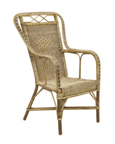 Fauteuil haut en manau et rotin medan