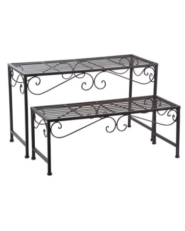 Sellettes porte-plantes en métal vieilli (lot de 2)