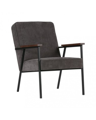 Fauteuil en velours côtelé et métal gris foncé