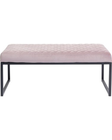 Banc 1 place en velours rose et acier noir