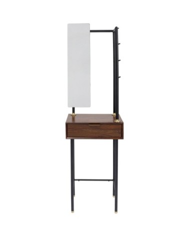 Coiffeuse 1 tiroir avec miroir en sheesham massif et acier
