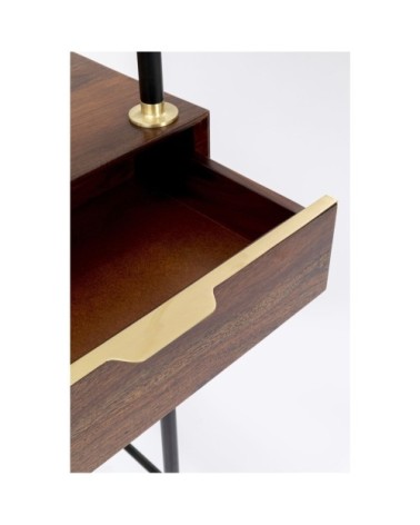 Coiffeuse 1 tiroir avec miroir en sheesham massif et acier