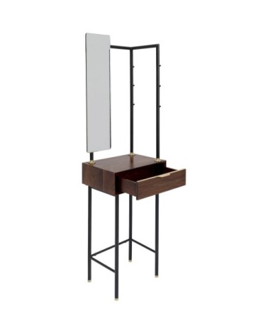 Coiffeuse 1 tiroir avec miroir en sheesham massif et acier