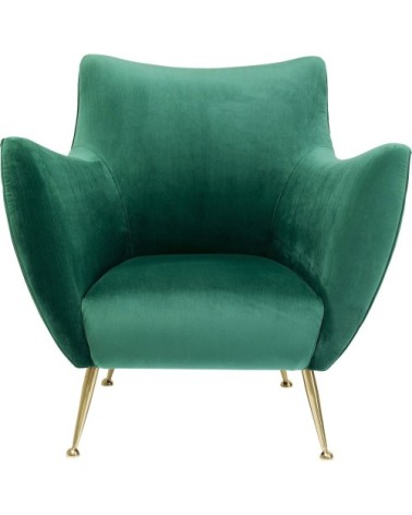 Fauteuil en velours vert et acier doré