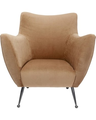 Fauteuil en velours taupe et acier