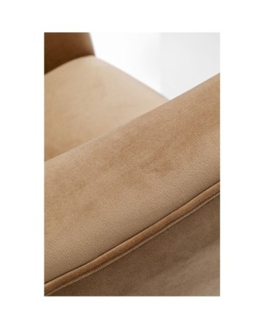 Fauteuil en velours taupe et acier