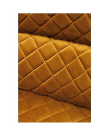 Fauteuil en velours ocre, cuivre et acier doré