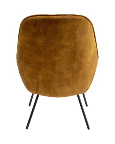 Fauteuil en velours ocre et acier