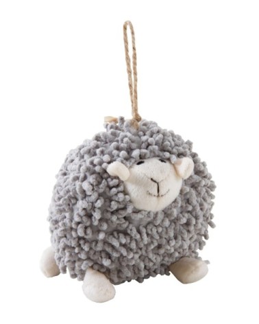 Mouton à suspendre en coton gris shaggy
